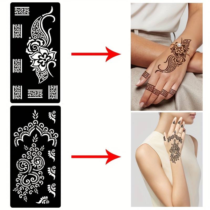 Tattoo Stencils Kit Hand Self adhesive Set Flowers And Other - Temu